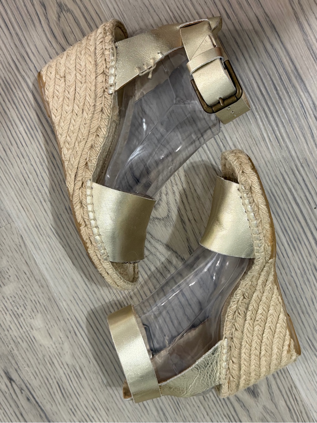 Soludos Leather Gold Metallic Wedge Heel Los - Size 8 Euc — image 6 of 8